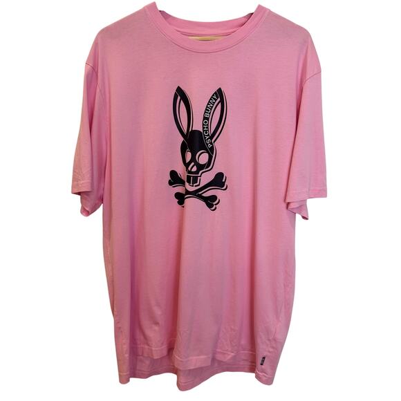 Psycho Bunny T-Shirt Size 9 3XL Pink Peru Logo Graphic Logo Pima Short Sleeve - Picture 1 of 16